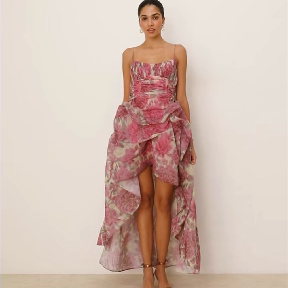 ASOS Pink Floral High-Low Spaghetti Strap Dress